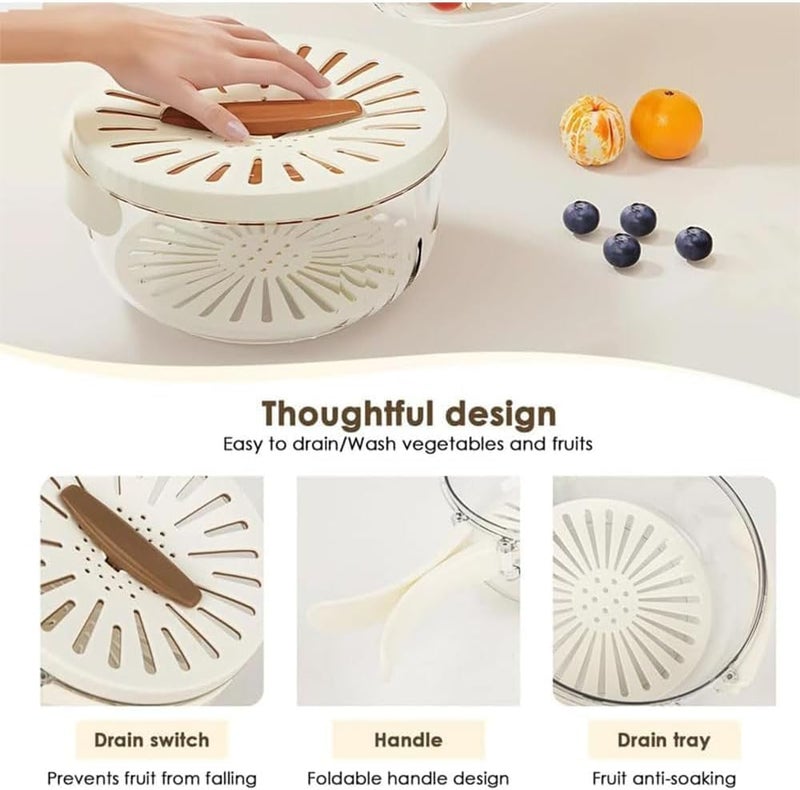 KERFORA 2in1 Foldable Fruit Washing Bowl with Strainer and Cover Durable Double Layer Plastic Kitchen Drain Basket Ideal for Washing and Storing Fruits and Vegetables 2 - Image 5