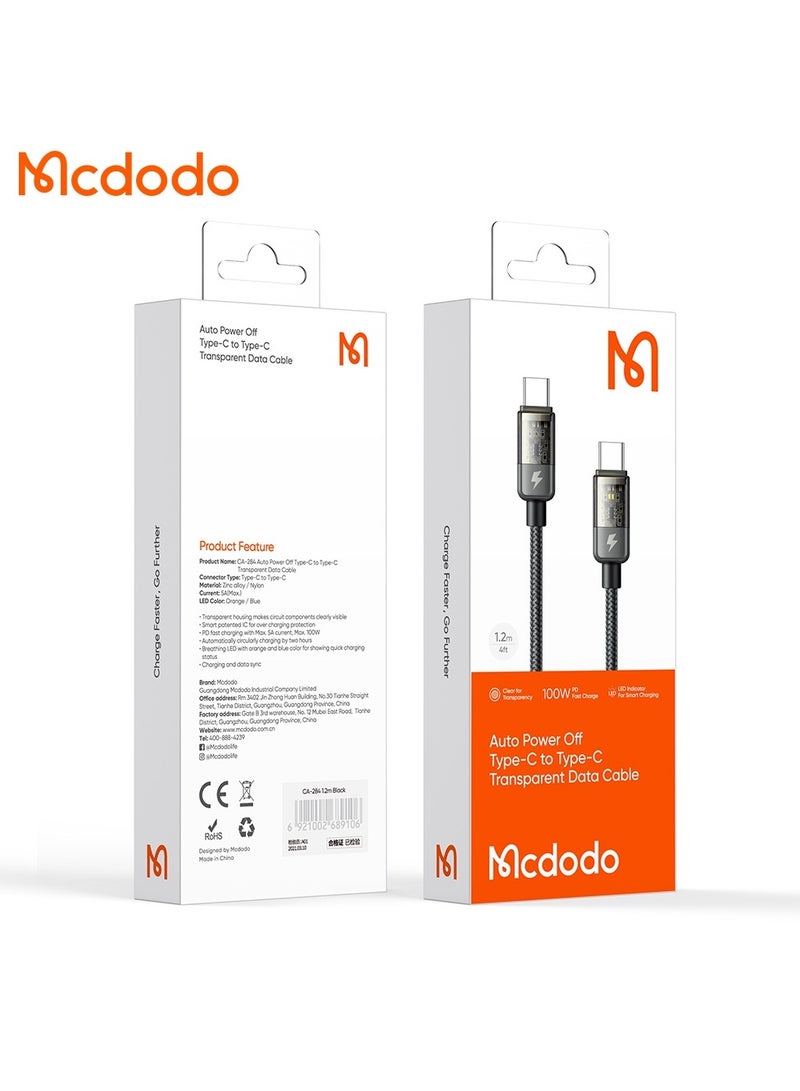 Mcdodo CA-2840 USB-C USB-C Cable PD 100W 1.2m Black - Image 2