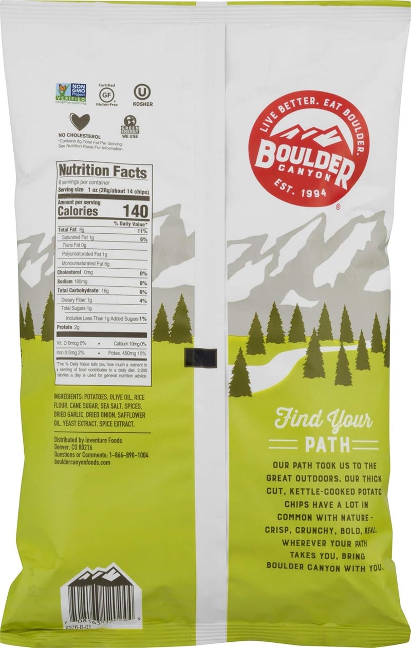 Boulder Canyon Kettle Cooked Potato Chips with Olive Oil, Sea Salt & Cracked Pepper - 6 Ounce Bag - Image 2