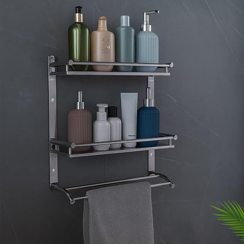 ARQUIN Bathroom Shelf 5x15x16 Inch | Bathroom Organiser Racks and Shelves | 304 Stainless Steel Wall Mount 3-Layer Multi-Purpose Organizer Shelf I Kitchen Wall Mount Bathroom Accessories Set - Image 2