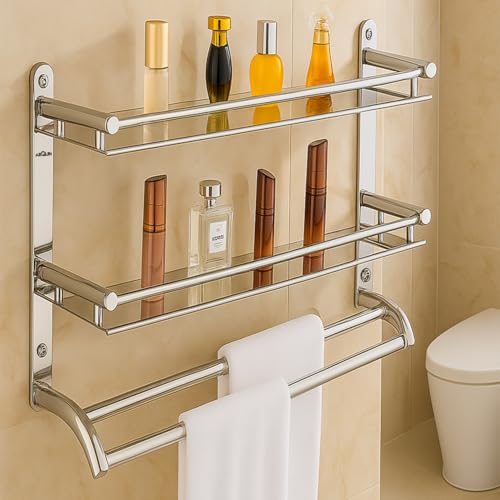 ARQUIN Bathroom Shelf 5x15x16 Inch | Bathroom Organiser Racks and Shelves | 304 Stainless Steel Wall Mount 3-Layer Multi-Purpose Organizer Shelf I Kitchen Wall Mount Bathroom Accessories Set - Image 1