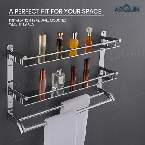 ARQUIN Bathroom Shelf 5x15x16 Inch | Bathroom Organiser Racks and Shelves | 304 Stainless Steel Wall Mount 3-Layer Multi-Purpose Organizer Shelf I Kitchen Wall Mount Bathroom Accessories Set - Image 4