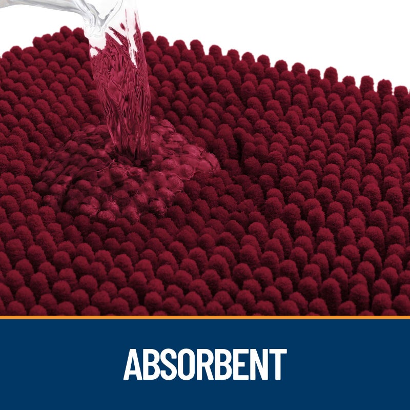 OLANLY Dog Door Mat for Muddy Paws 30x20, Absorbs Moisture and Dirt, Absorbent Non-Slip Washable Doormat, Quick Dry Chenille Mud Mat for Dogs, Entry Indoor Entryway Carpet for Inside Floor, Burgundy - Image 3