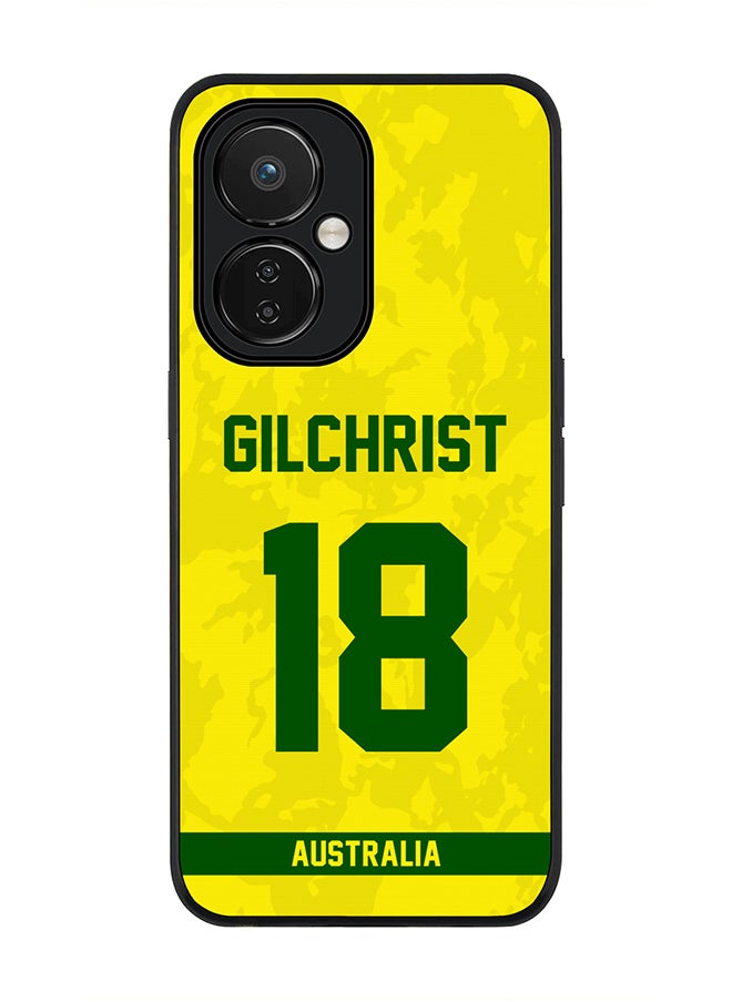Stylizedd - Cover for Nord CE 3 Lite, Rugged Black Slim fit Soft Flexible Thin Protective Phone Cases - Player Name - Adam Gilchrist, Jersey Number- 18 - Image 1