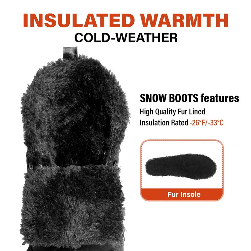Ulogu Snow Boots for Men Insulated Black Winter Barefoot Shoes Minimalist Wide Toe Box Shoes Drop Zero Fur Lined Cold Weather Non Slip Lightweight botas de invierno para hombre - Image 3