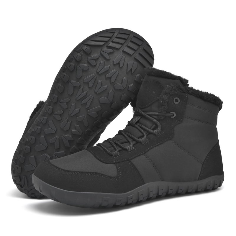 Ulogu Snow Boots for Men Insulated Black Winter Barefoot Shoes Minimalist Wide Toe Box Shoes Drop Zero Fur Lined Cold Weather Non Slip Lightweight botas de invierno para hombre - Image 1