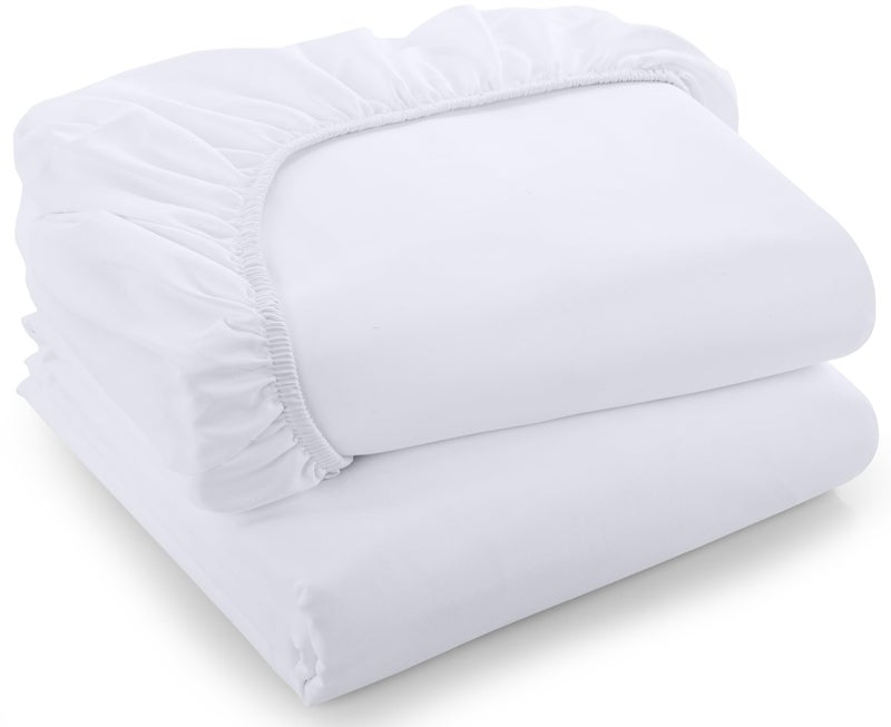 Utopia Bedding Queen Fitted Sheets  Bulk Pack of 2 Bottom Sheets  Soft Brushed Microfiber  Deep Pockets  Shrinkage  Fade Resistant  Easy Care White