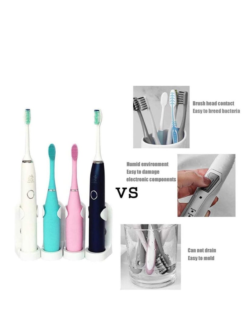 Toothbrush Holder, DELFINO Multi-Compartment Electronic  Manual Toothbrushes, Toothpaste Cosmetic Storage Wall Mountable Bathroom Organiser Facial Cleanse, Comb for Washroom Kitchen, 4 PCS - Image 4