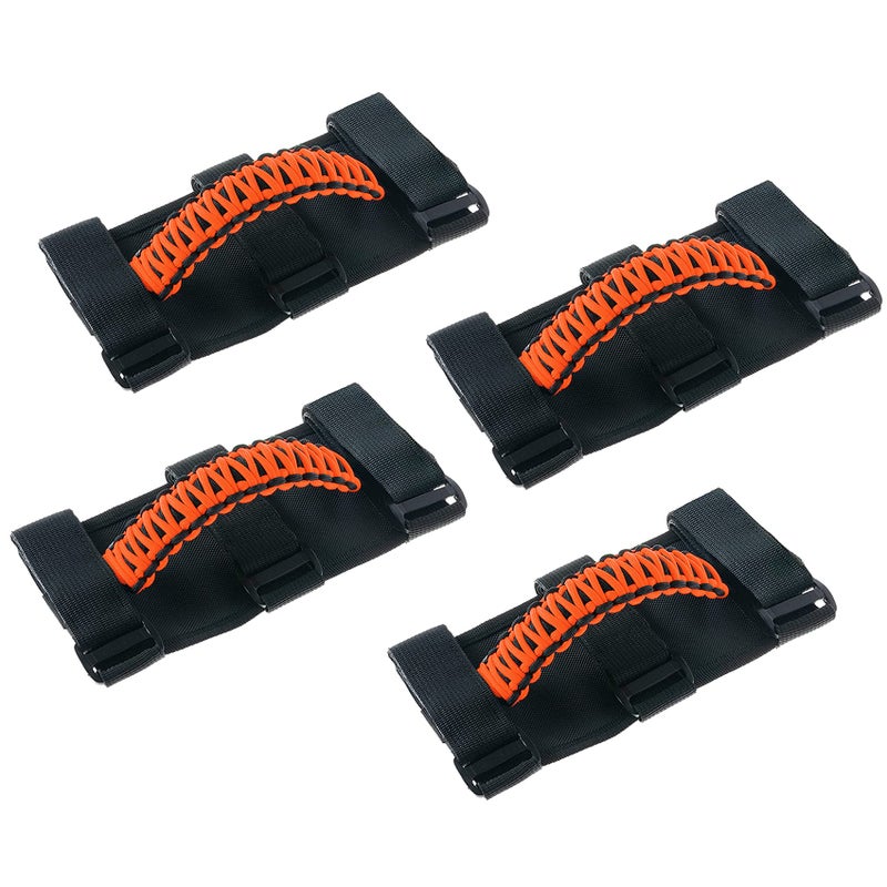 Savadicar 4 x Roll Bar Grab Handles Grip Handle for Jeep Wrangler CJ YJ TJ JK JKU JL JLU  Gladiator JT 19552023 Interior Accessories Neon Orange