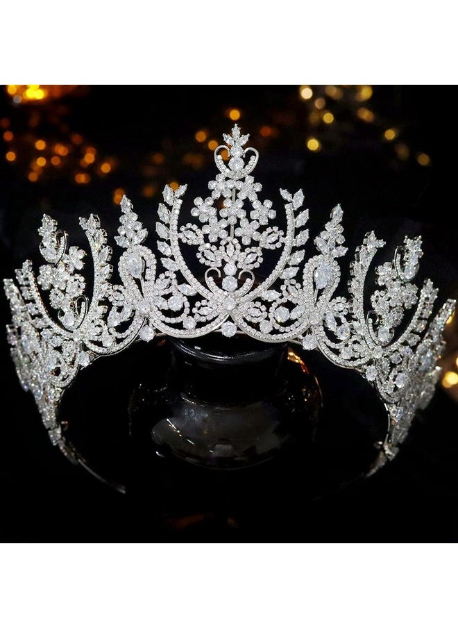 Jorsnovs - Luxury Cubic Zirconia Saudi Arabia Big Tiaras Cz Zircon Tall Crowns Royal Hair Jewelry Accessories Wedding Birthday Party Headband Gift For Women - Image 1