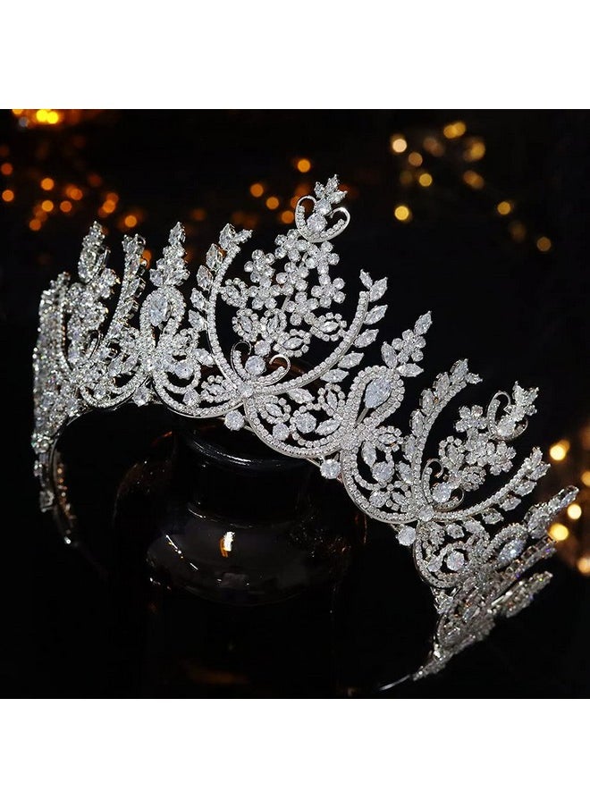 Jorsnovs - Luxury Cubic Zirconia Saudi Arabia Big Tiaras Cz Zircon Tall Crowns Royal Hair Jewelry Accessories Wedding Birthday Party Headband Gift For Women - Image 1