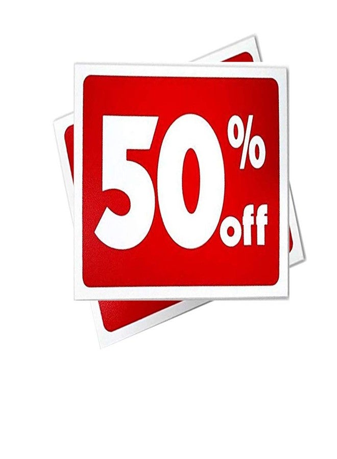 Store Fixtures Direct Red & White Retail Business Sign - 50 Percent% Off - 5.5" H x 7" W - 2 Pack - Image 1