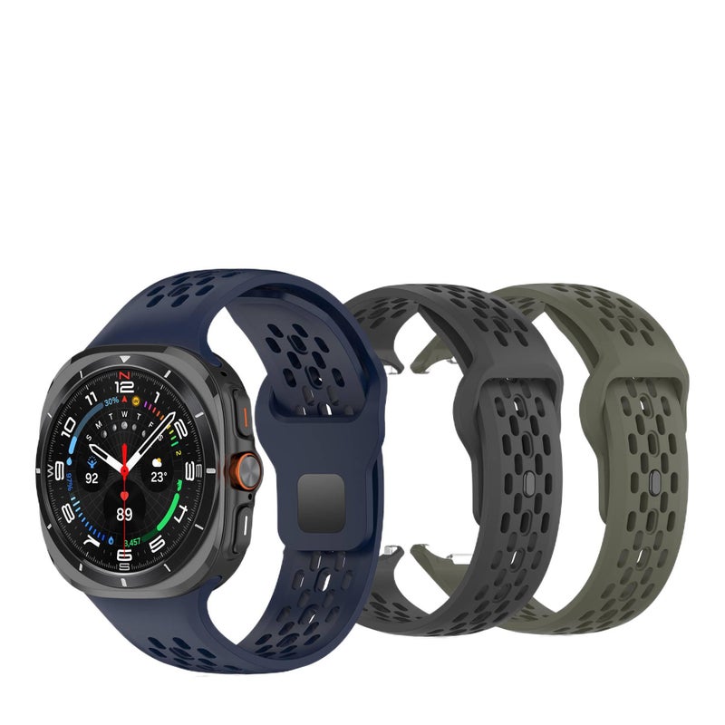 White Silicone Sport Smartwatch Band Compatible with Samsung Galaxy Watch Ultra with Adjustable Fit Soft Strap and Quick Daily Replacement - AuraLuxe - Image 2