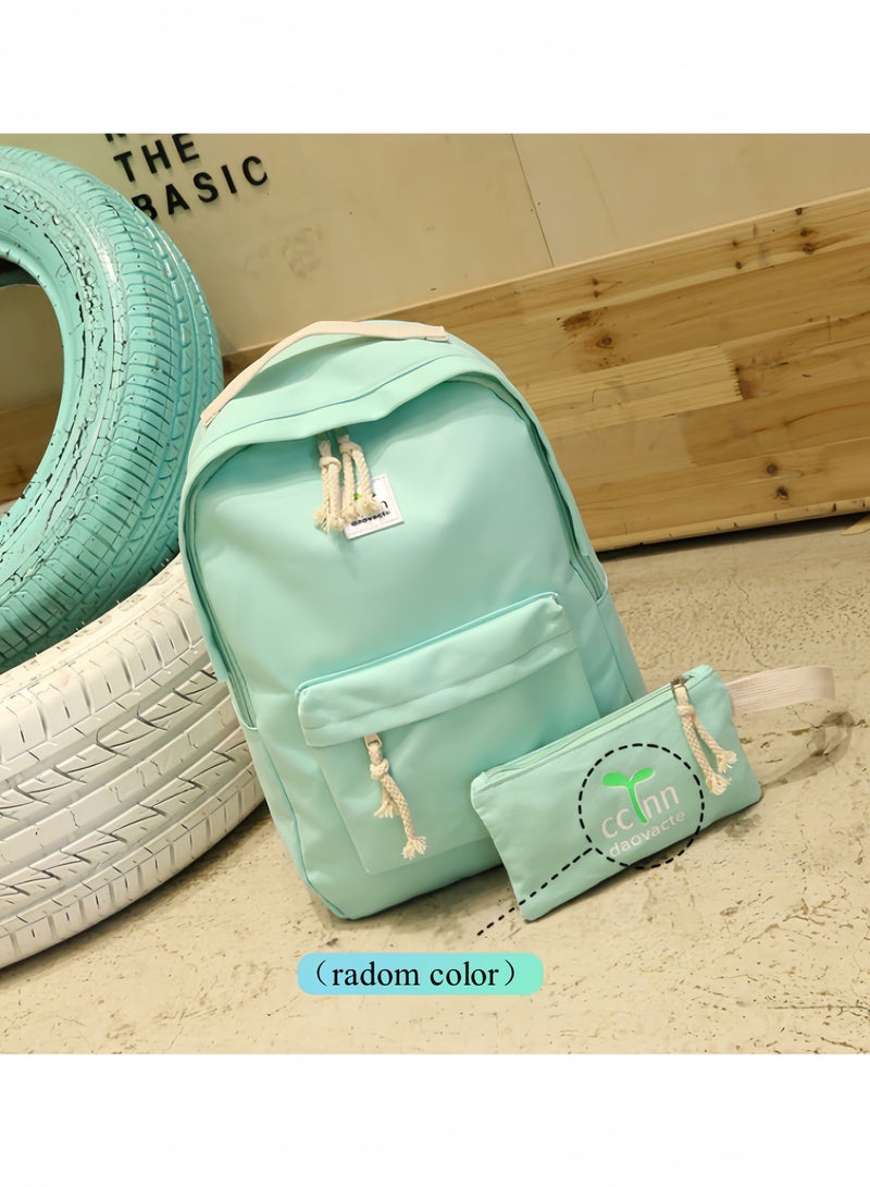 Green Backpack with Adjustable Straps and Pouch  - Image 1