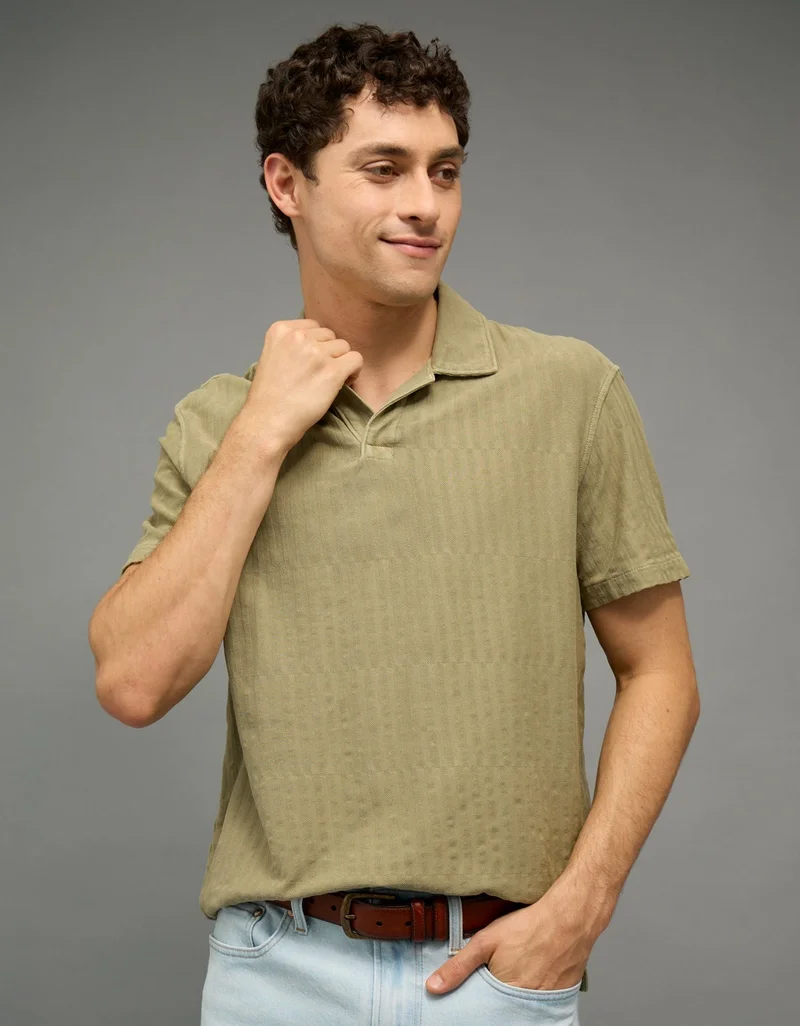 American Eagle AE Weekend Textured Polo Shirt