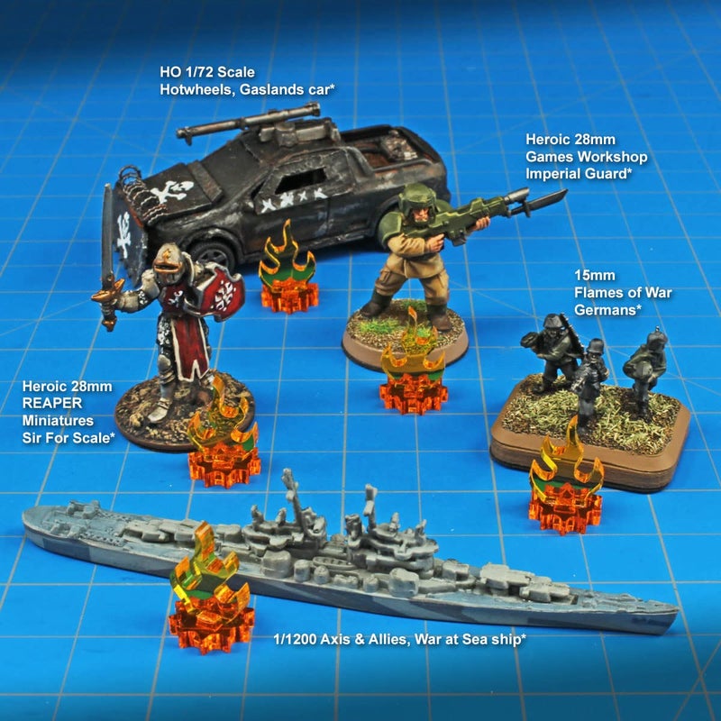 LITKO Flame Marker | Fire Indicator | Spell Effect | Inferno | Compatible with Dungeons & Dragons, Warhammer 40k, Bolt Action, and Other Wargames (Yellow Flames & Amber Base, Mini) - Image 5