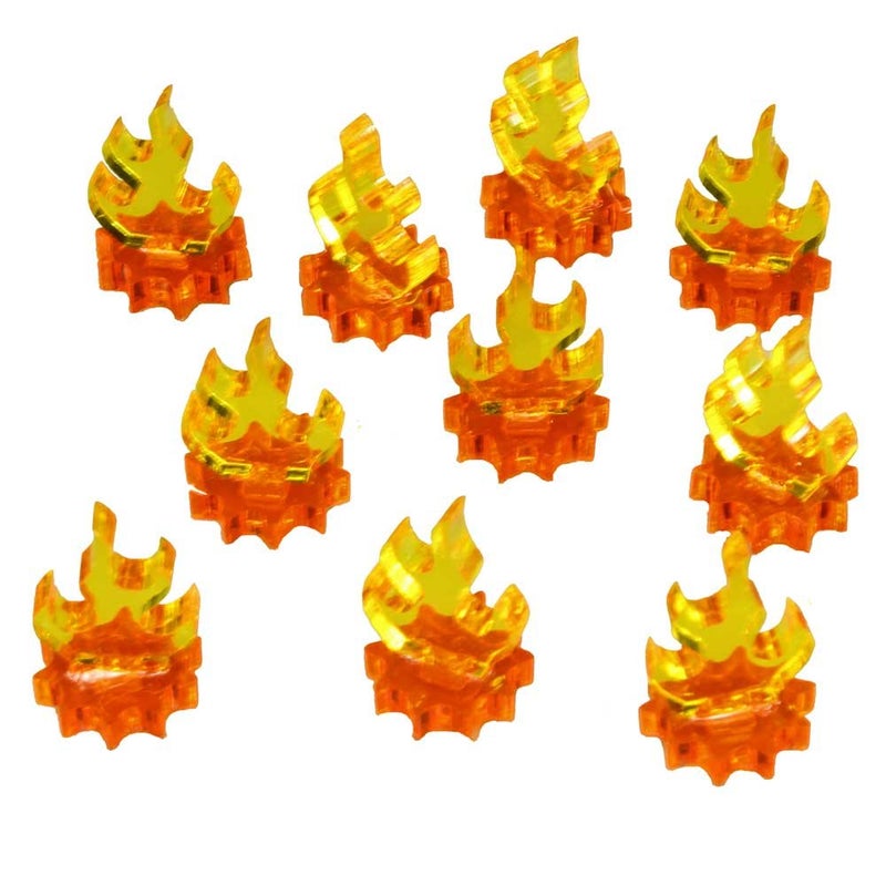 LITKO Flame Marker | Fire Indicator | Spell Effect | Inferno | Compatible with Dungeons & Dragons, Warhammer 40k, Bolt Action, and Other Wargames (Yellow Flames & Amber Base, Mini) - Image 1