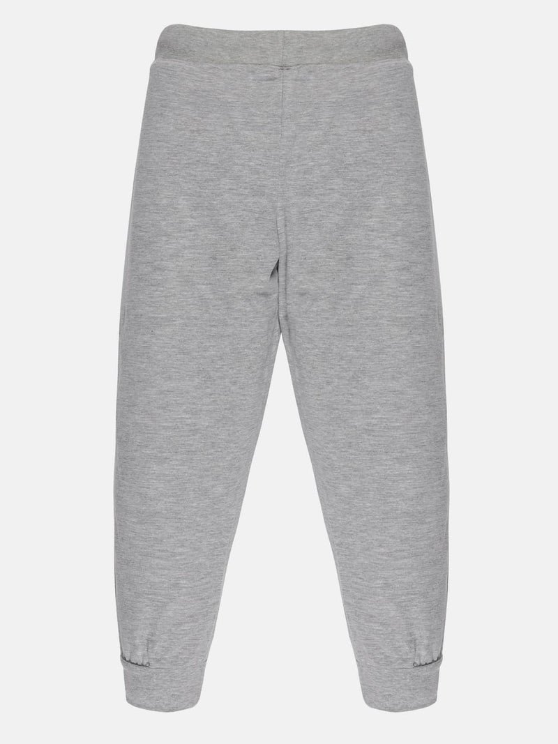 KiddoPanti 100% Cotton Track Pants for Boys & Girls | Soft Single Jersey Fabric | Elastic Waist with Drawcord | Full Length with Rib Hem & Pockets | Joggers for Kids, Grey Melange - 10-12Y - Image 3