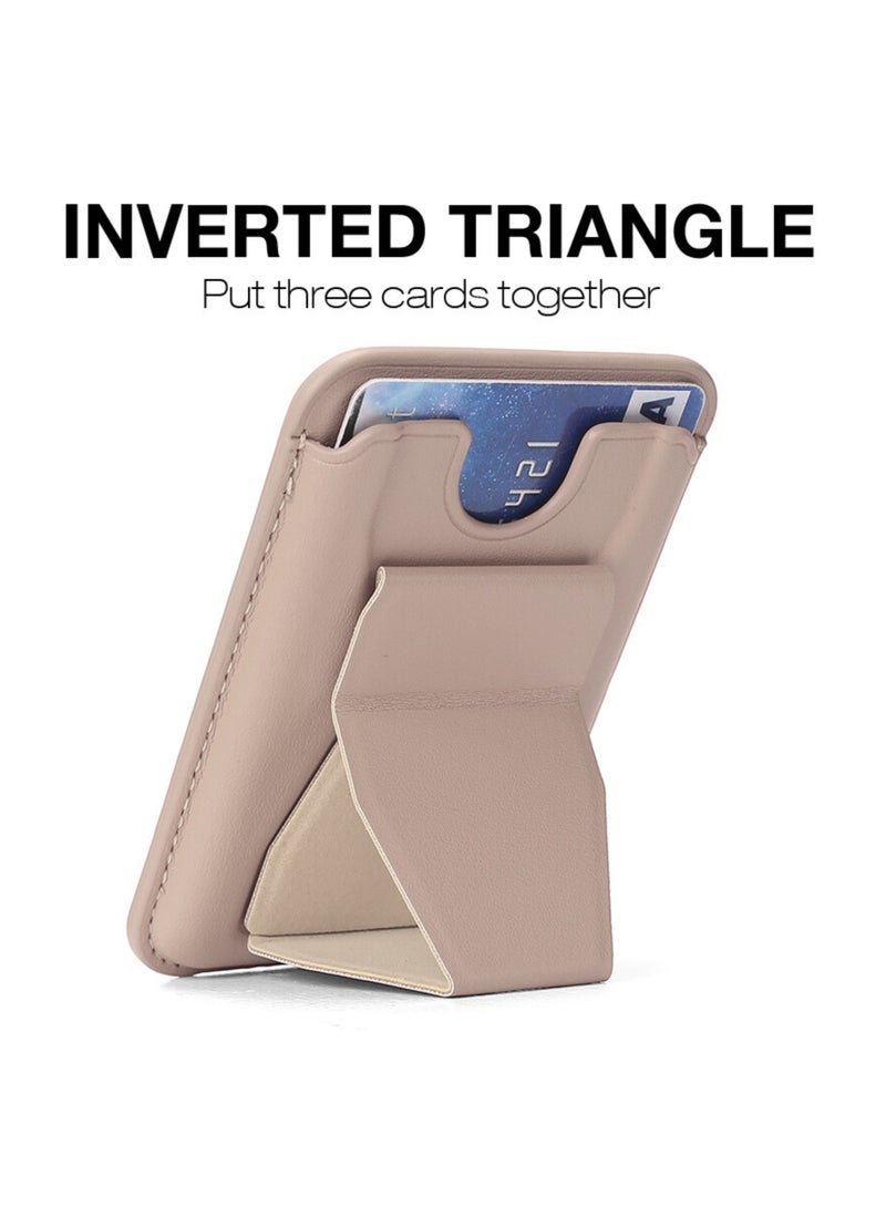 JOMILA Leather Mobile Stand with 3 Card Holder – 2 in 1 Universal Wallet & Phone Stand, Stick-On Design for All Phones | Beige - Image 5