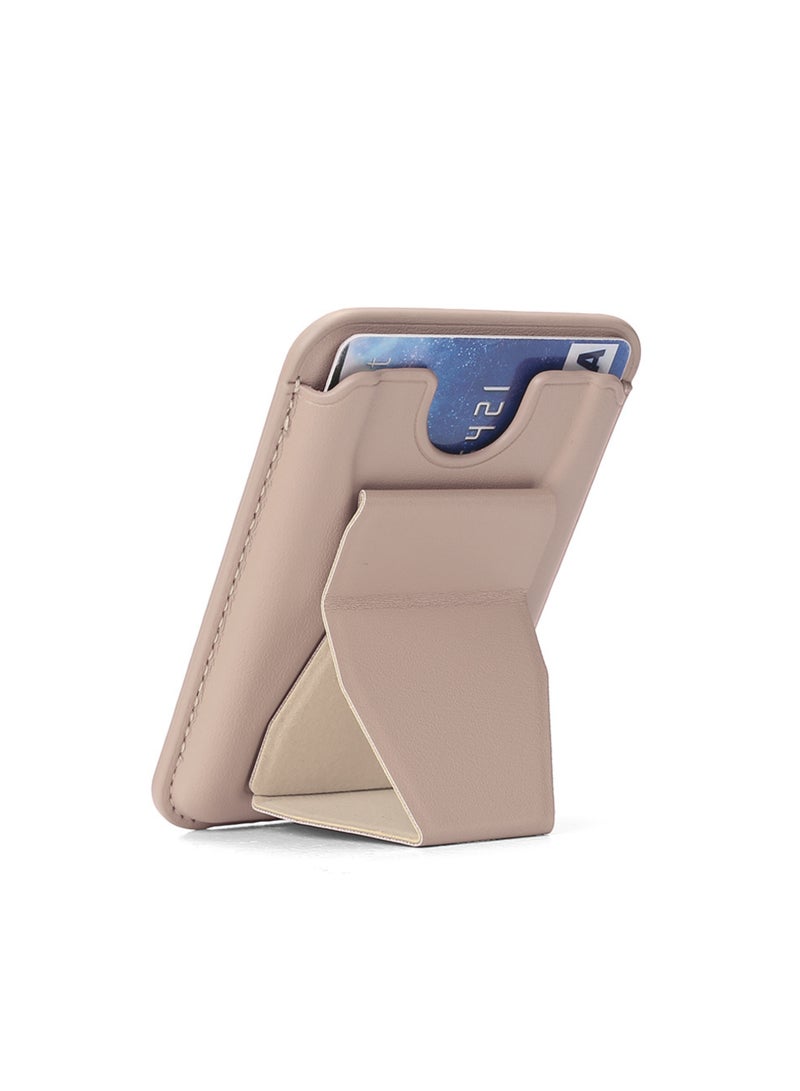 JOMILA Leather Mobile Stand with 3 Card Holder – 2 in 1 Universal Wallet & Phone Stand, Stick-On Design for All Phones | Beige - Image 3