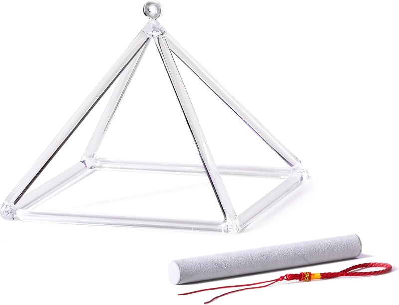 CVNC 8 Inch Quartz Crystal Singing Pyramid Healing Musical Instrument + Carry Case Bag Powerful Energy - Image 1