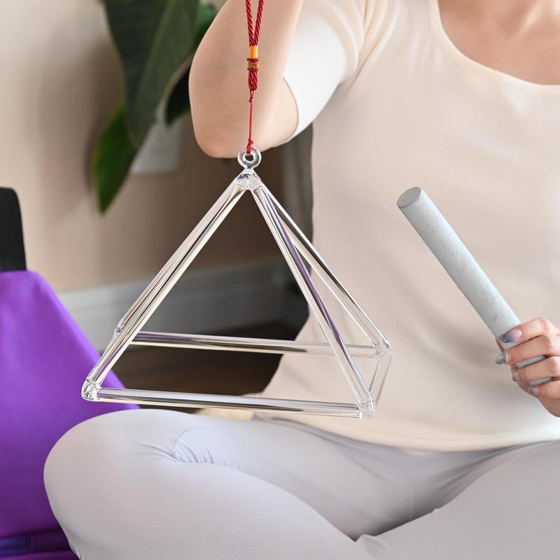 CVNC 8 Inch Quartz Crystal Singing Pyramid Healing Musical Instrument + Carry Case Bag Powerful Energy - Image 4