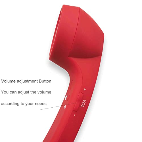 ENJOY-UNIQUE Wireless Retro Telephone Handset and Wire Radiation-Proof Handset Receivers Headphones for a Mobile Phone with Comfortable Call (Red) - Image 2