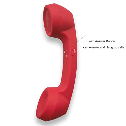 ENJOY-UNIQUE Wireless Retro Telephone Handset and Wire Radiation-Proof Handset Receivers Headphones for a Mobile Phone with Comfortable Call (Red) - Image 3