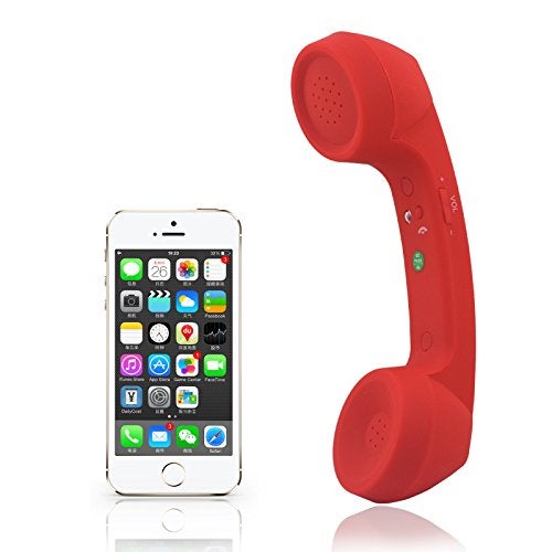 ENJOY-UNIQUE Wireless Retro Telephone Handset and Wire Radiation-Proof Handset Receivers Headphones for a Mobile Phone with Comfortable Call (Red) - Image 1