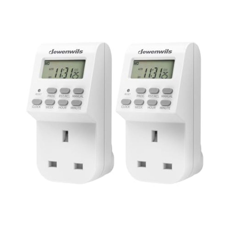Digital Lamp Timer Socket Plug, 20 ON/Off Weekly Settings Electrical Plug in Light Timer Switch for Christmas Light, Coffee Machine, Home Appliances 2 Pack, 13A/3200W - Image 1