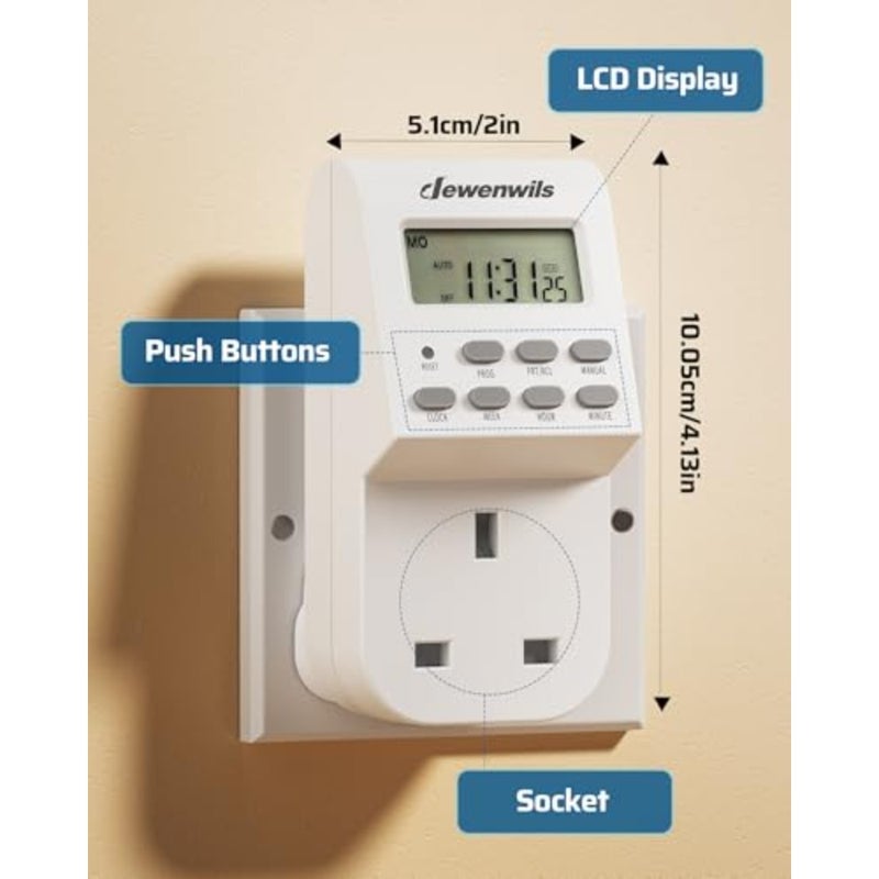 Digital Lamp Timer Socket Plug, 20 ON/Off Weekly Settings Electrical Plug in Light Timer Switch for Christmas Light, Coffee Machine, Home Appliances 2 Pack, 13A/3200W - Image 2