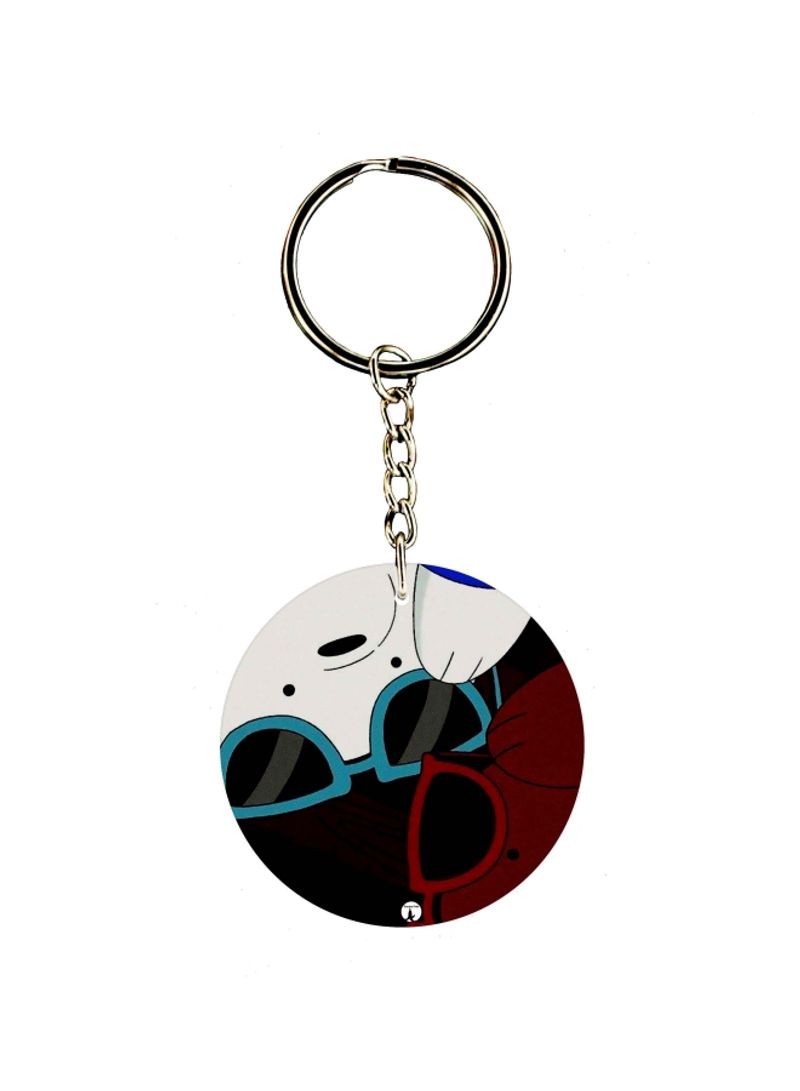 Cartoon Bear Printed Dual Sided Keychain
