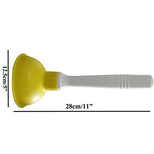 NewFerU Drain Plunger, Small Hand Force Plumber Helper, Little 4 inch Cup Clog Remover, Tiny Rubber Unclogger in 9" Short Handle for Kitchen Sink, Bathroom Toilet, Shower Bath Tub (Yellow) - Image 3
