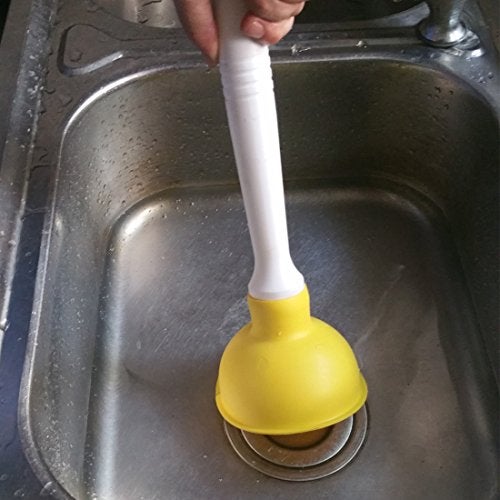 NewFerU Drain Plunger, Small Hand Force Plumber Helper, Little 4 inch Cup Clog Remover, Tiny Rubber Unclogger in 9" Short Handle for Kitchen Sink, Bathroom Toilet, Shower Bath Tub (Yellow) - Image 5