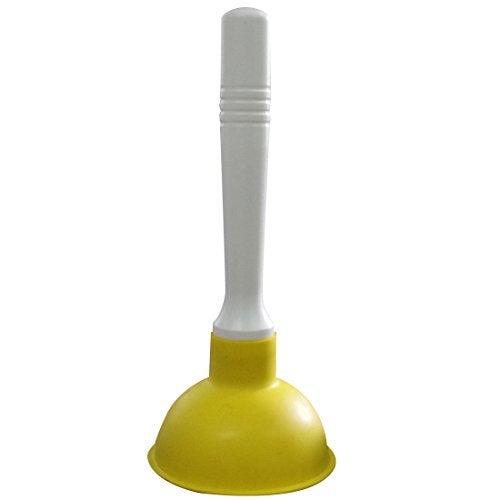 NewFerU Drain Plunger, Small Hand Force Plumber Helper, Little 4 inch Cup Clog Remover, Tiny Rubber Unclogger in 9" Short Handle for Kitchen Sink, Bathroom Toilet, Shower Bath Tub (Yellow) - Image 1