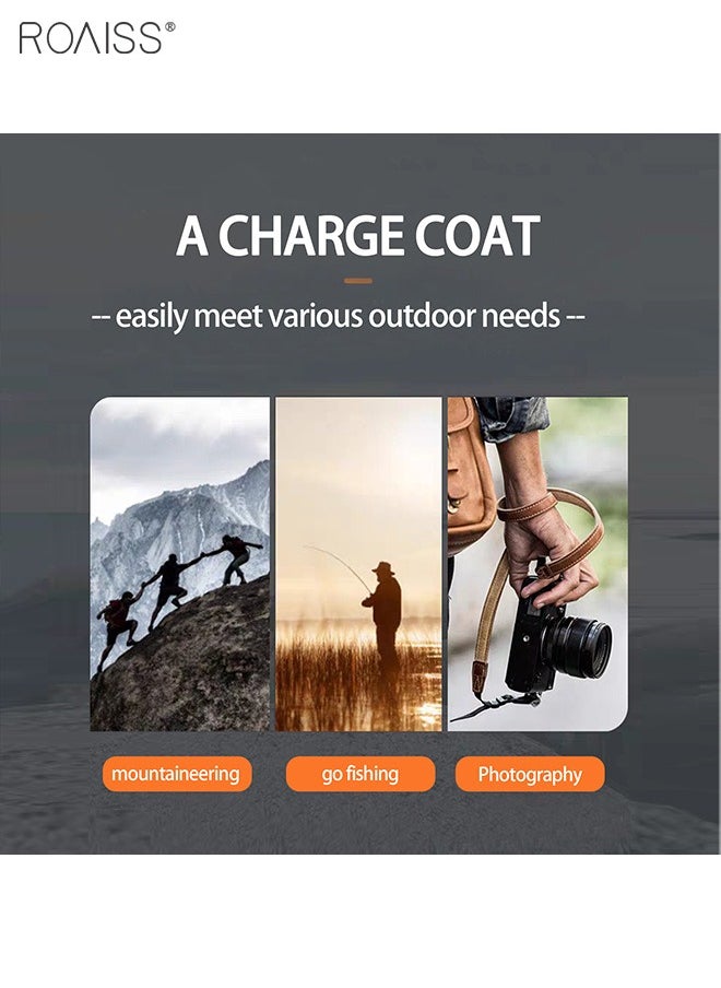 roaiss - Men's Casual Waterproof Jacket Zipper Closure Hood Windproof Coat Pockets at Sides and Chest - Image 1