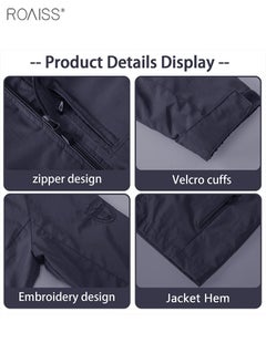 roaiss Men's Casual Waterproof Jacket Zipper Closure Hood Windproof Coat Pockets at Sides and Chest  - Image 3