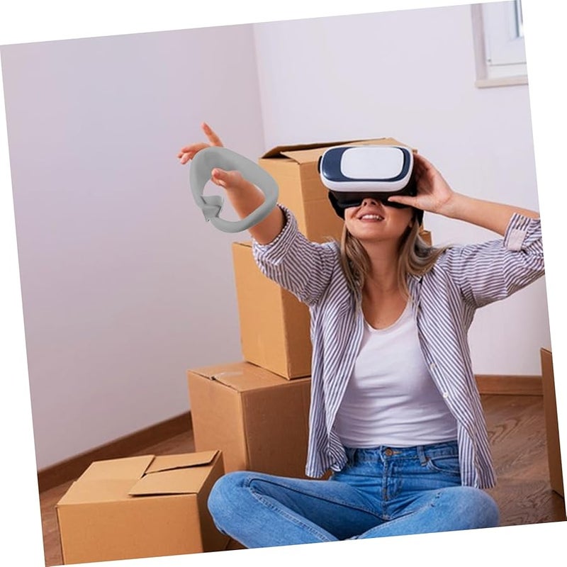 قناع العرق لسماعة الواقع الافتراضي من السيليكون الرمادي، غطاء وجه قابل للاستبدال والتنفس للتمارين الرياضية - Image 5