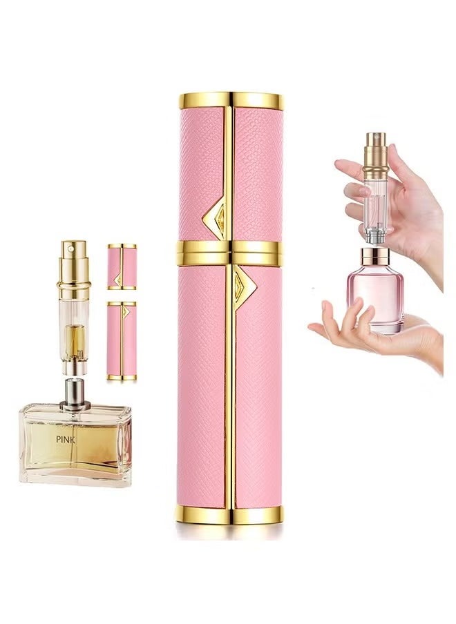 Arabest Perfume Bottles Empty Refill, Perfume Atomizer, Refillable Portable Mini Perfume Atomizer, Perfume Spray bottle Atomizer for Travel, Leaking Proof, Luxury Leather, 5ml (Pink)  - Image 1