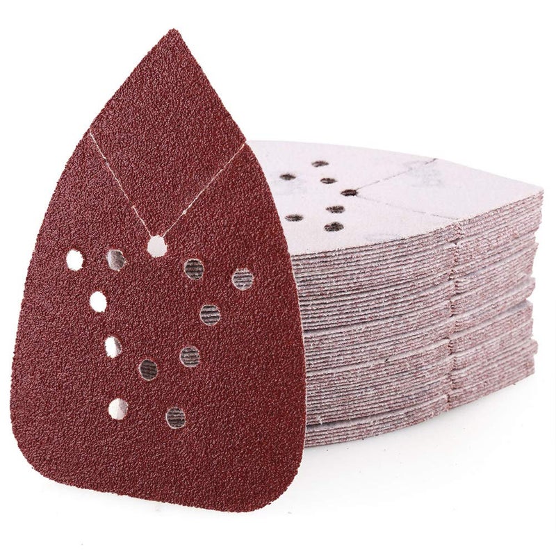 LotFancy 60 Grit Sanding Pads for Black and Decker Mouse Sanders, 12 Holes Hook and Loop Sandpaper - Detail Palm Sander Sanding Sheets, Pack of 50 - Image 1
