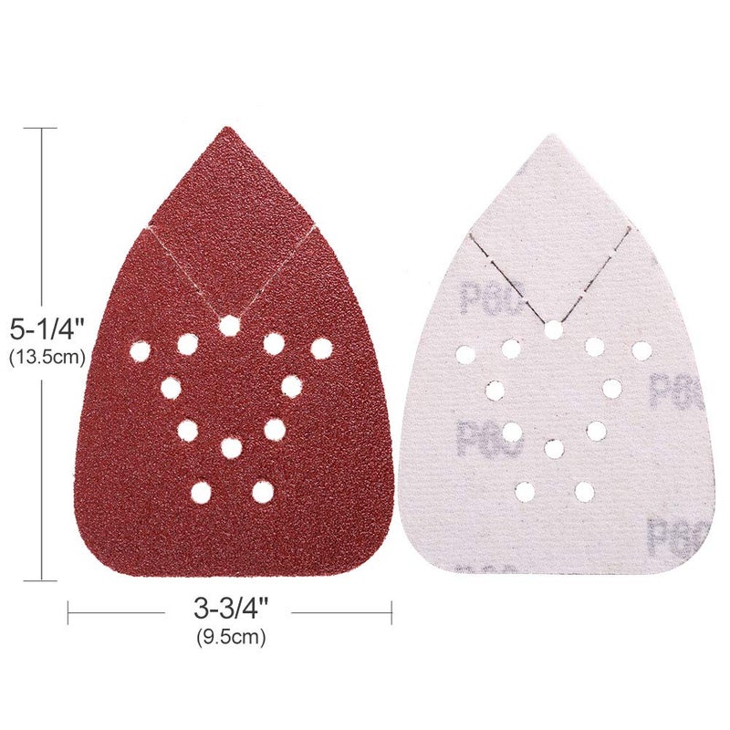 LotFancy 60 Grit Sanding Pads for Black and Decker Mouse Sanders, 12 Holes Hook and Loop Sandpaper - Detail Palm Sander Sanding Sheets, Pack of 50 - Image 3