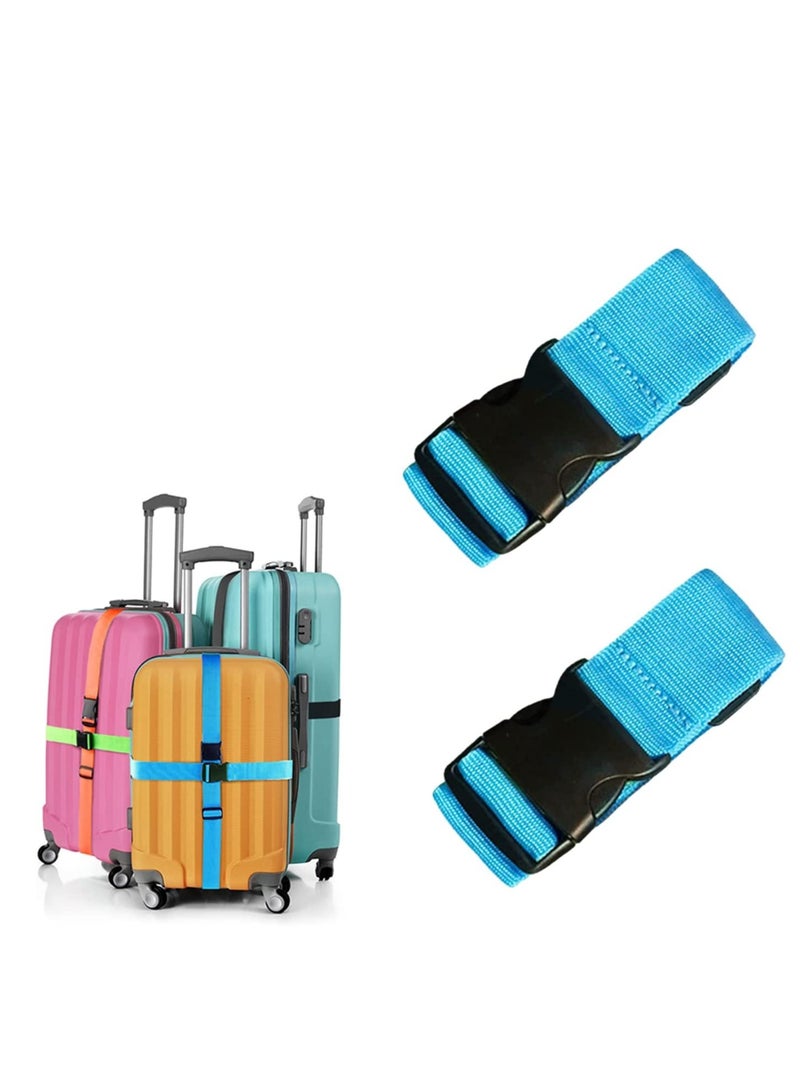SOLARAE Luggage Straps Suitcase Belts Wide Adjustable Packing Straps Travel Accessories, Suitcase Belts, Packing Straps Travel Belts Accessories for Business Traveling Packing, 2 PCS 74 x 2 Inch Blue - Image 1
