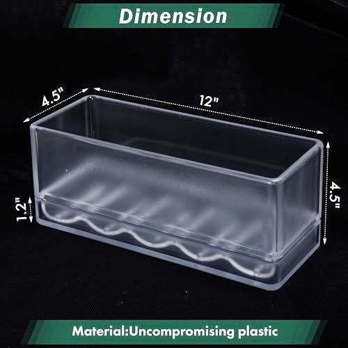 D'vine Dev 12 Inch Window Box Planter, Rectangle Plastic Herb Planter with Drainage Holes and Saucer, Indoor Succulent Cactus Vegetable Pot for Windowsill, Garden Balcony, Clear, Set of 2, 76-X-D-2 - Image 2
