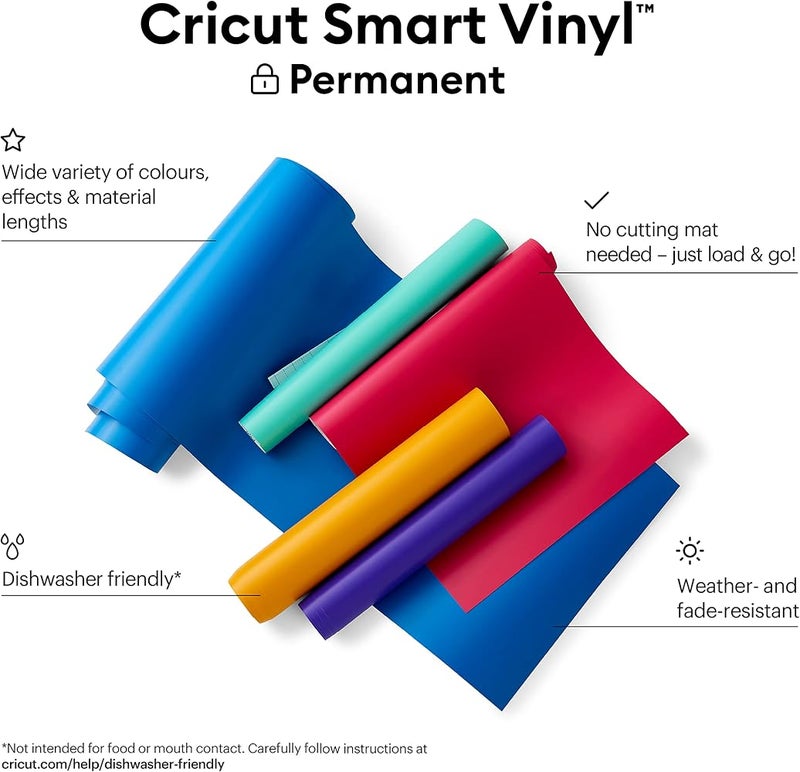 كريكيت ورقة فينيل دائمة من Cricut Smart Vinyl، مقاس 33x640 سم، لون أسود (1 ورقة) - Image 1