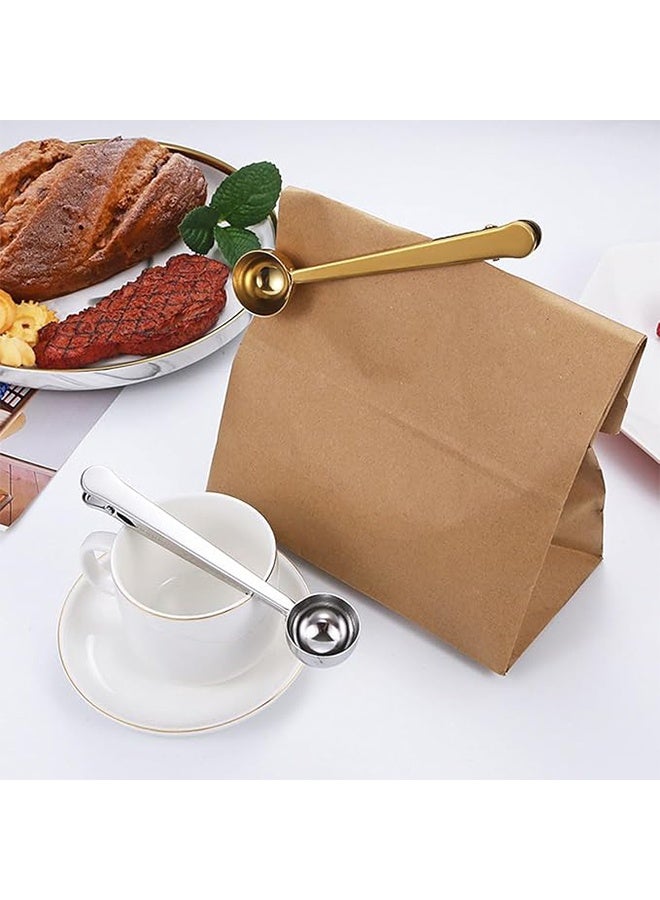 Coffee Bean Spoon and Seal Clip Combination, Coffee Spoon Clamp Stainless Cteel Spoon Coffee Spoon with Long Handle Multifunctional Seal Bag Clip Suitable for Tea, Coffee, Protein Powder, Instant Drinks, Kitchen Tools, Daily Food Packaging Essentials  - Image 3