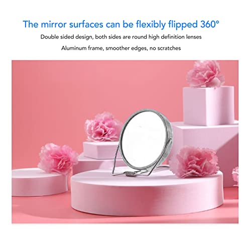 Betued Double Sided Vanity Mirror 360 Rotatable Makeup Mirror with Aluminum Frame and Stainless Steel Bracket - Image 3