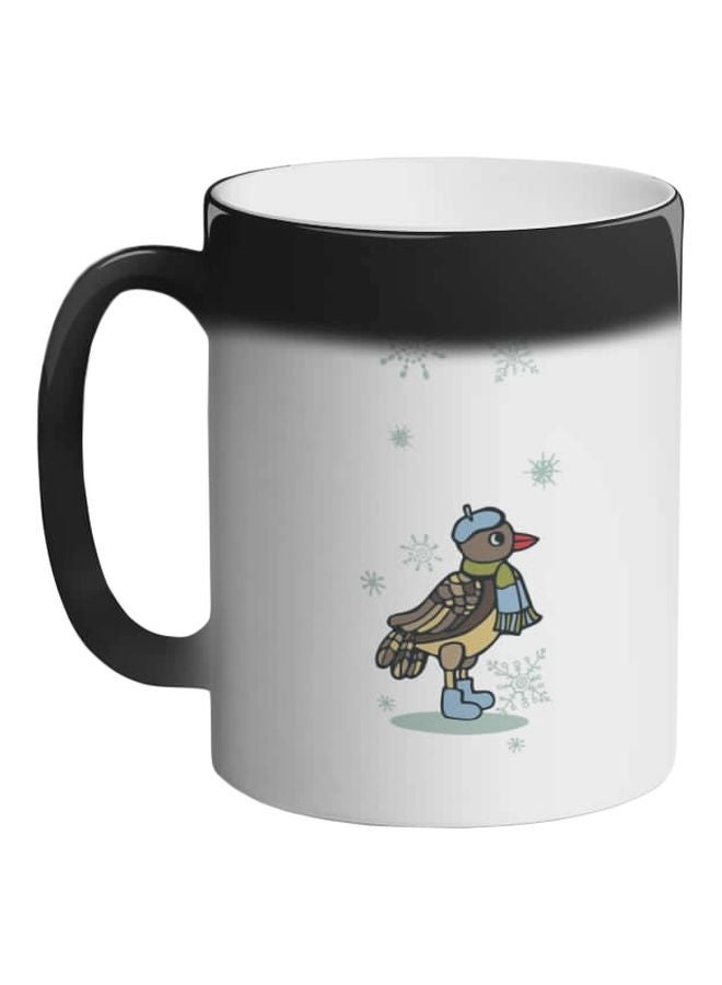 Bird Winter Season Printed Colour Changing Coffee Mug Black 11ounce