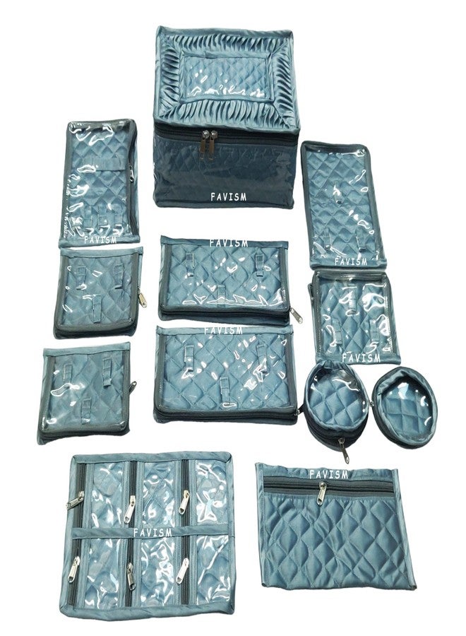 FAVISM 12-Flaps Bridal Jewellery Organizer Kit | Necklace Pouch | Bangle Storage Kit | Earring Storage Kit | Bridal Necklace Organizer | Jewellery Storage Bag | Multipurpose Jewellery Pouch, Grey - Image 3