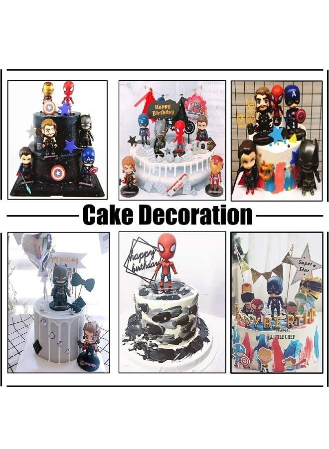 Marvel Comics 6-Piece Superhero Action Figures Sets, Marvel Hero Series Small Figurines Toys, Collectible Ornaments for Birthday Holiday Party Favors Supplies, Cake Cupcake Toppers, Car, Micro Landscape - Image 4