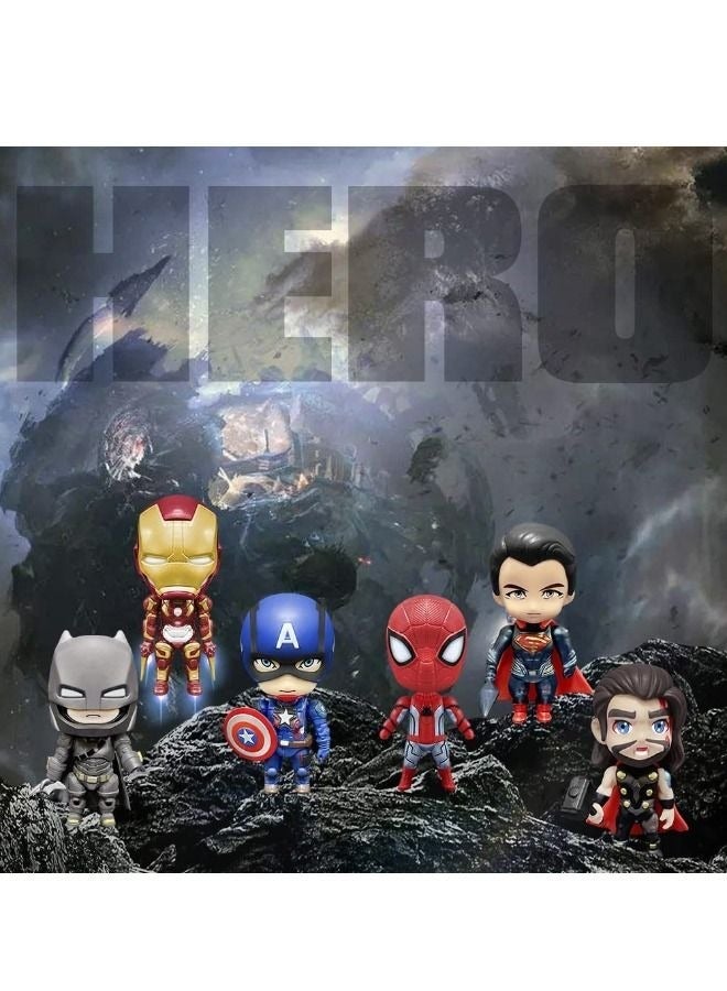Marvel Comics 6-Piece Superhero Action Figures Sets, Marvel Hero Series Small Figurines Toys, Collectible Ornaments for Birthday Holiday Party Favors Supplies, Cake Cupcake Toppers, Car, Micro Landscape - Image 3